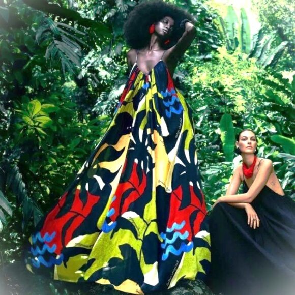 H&M A-Line Beleza Tropical Maxi Dress - NEW - Picture 2 of 9